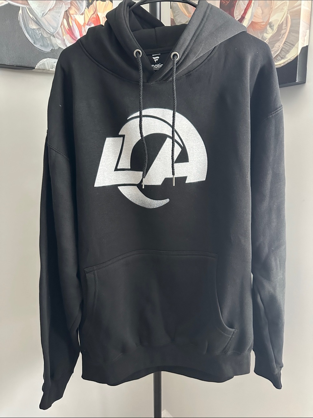 Fanatics Black Hoodie with White LA Rams Emblem